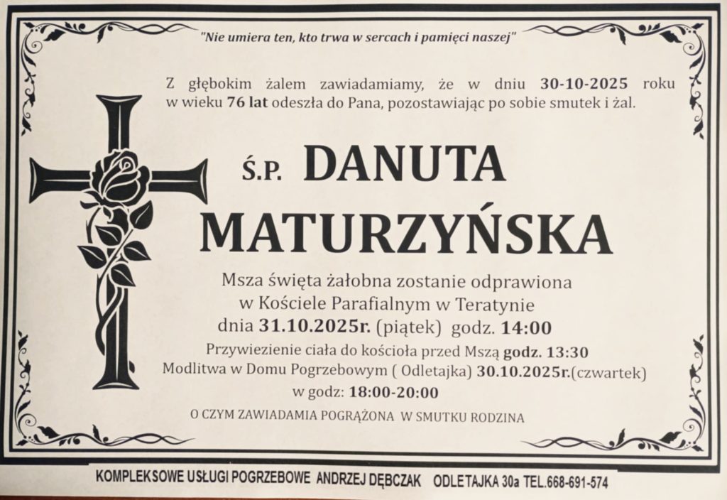 + Danuta Maturzyńska (76 l.)