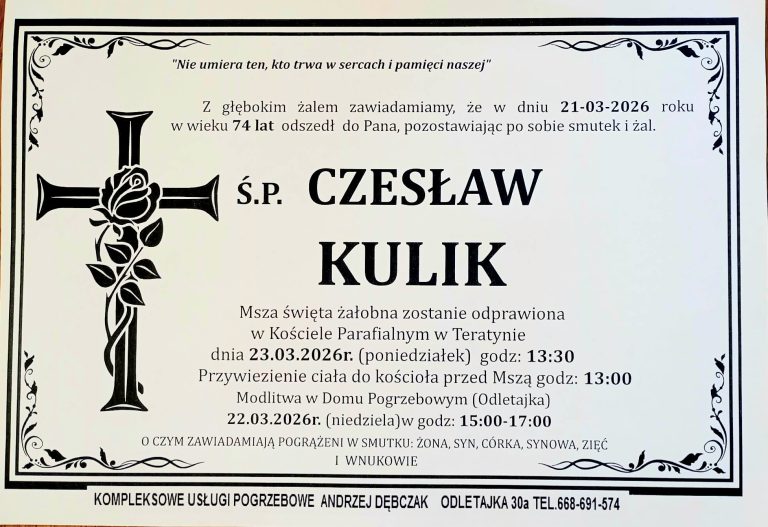 + Czesław Kulik (74 l.)