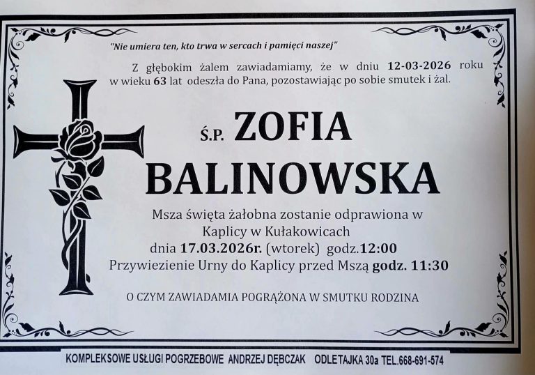 + Zofia Balinowska (63 l.)